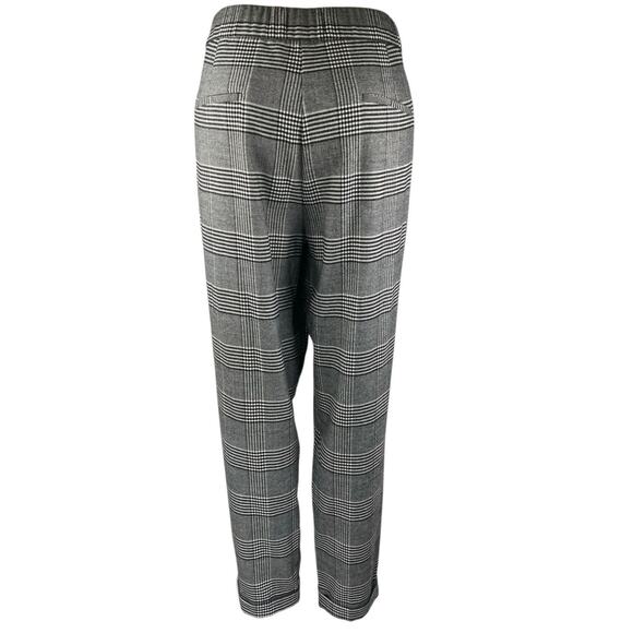 Marks & Spencer Black Gray Classic Plaid Pleated Tapered Trousers Pants Size XL - Picture 3 of 5